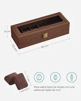 SONGMICS JEB006K1 Caja de Relojes con 6 Compartimentos - Imagen 2