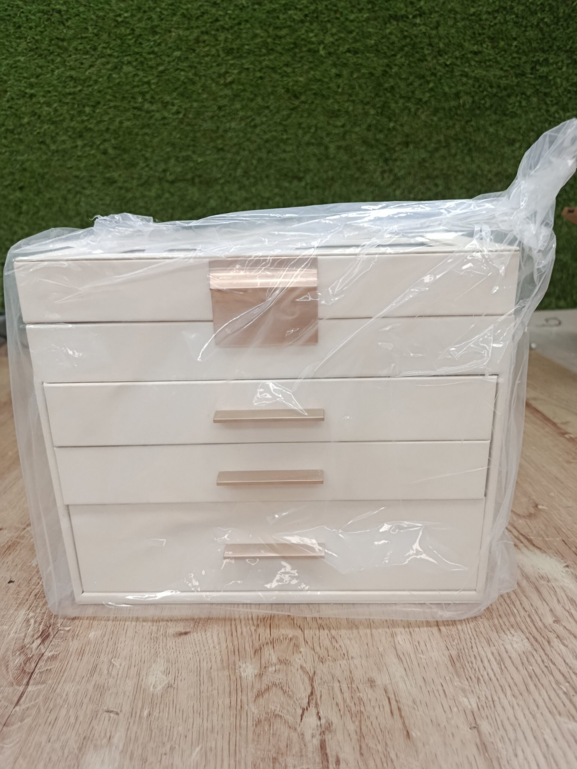 SONGMICS JBC161W01 Caja Joyero de 4 Niveles Blanco Nube y Dorado - Imagen 4