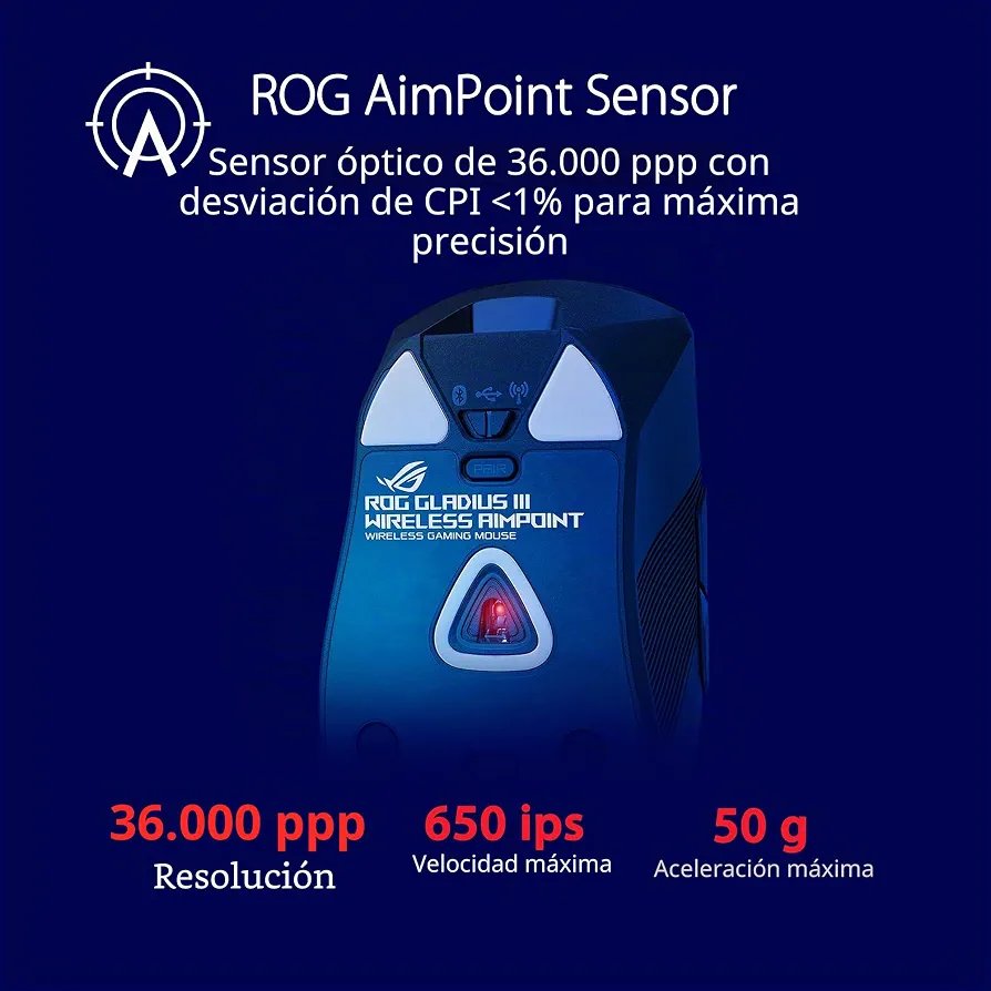 ASUS ROG Gladius III Ratón inalámbrico para juegos AimPoint - Imagen 3