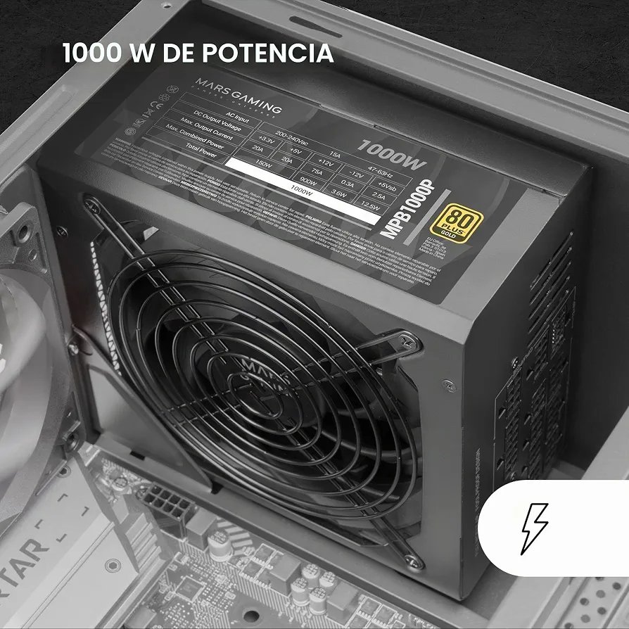 Mars Gaming MPB1000P, Fuente Alimentación Modular ATX 3.0 1000W - Imagen 2
