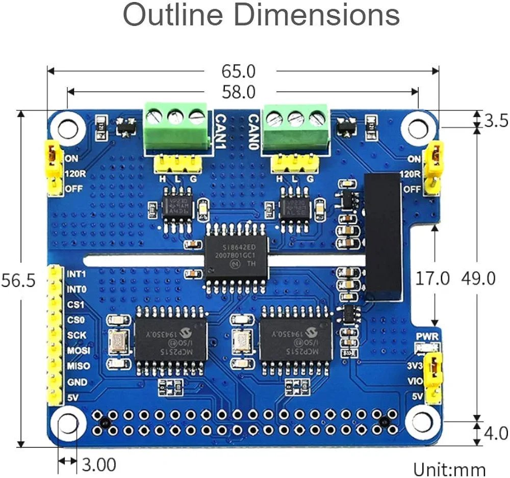 Placa de expansión CAN Hat de 2 canales aislada para Raspberry - Imagen 2