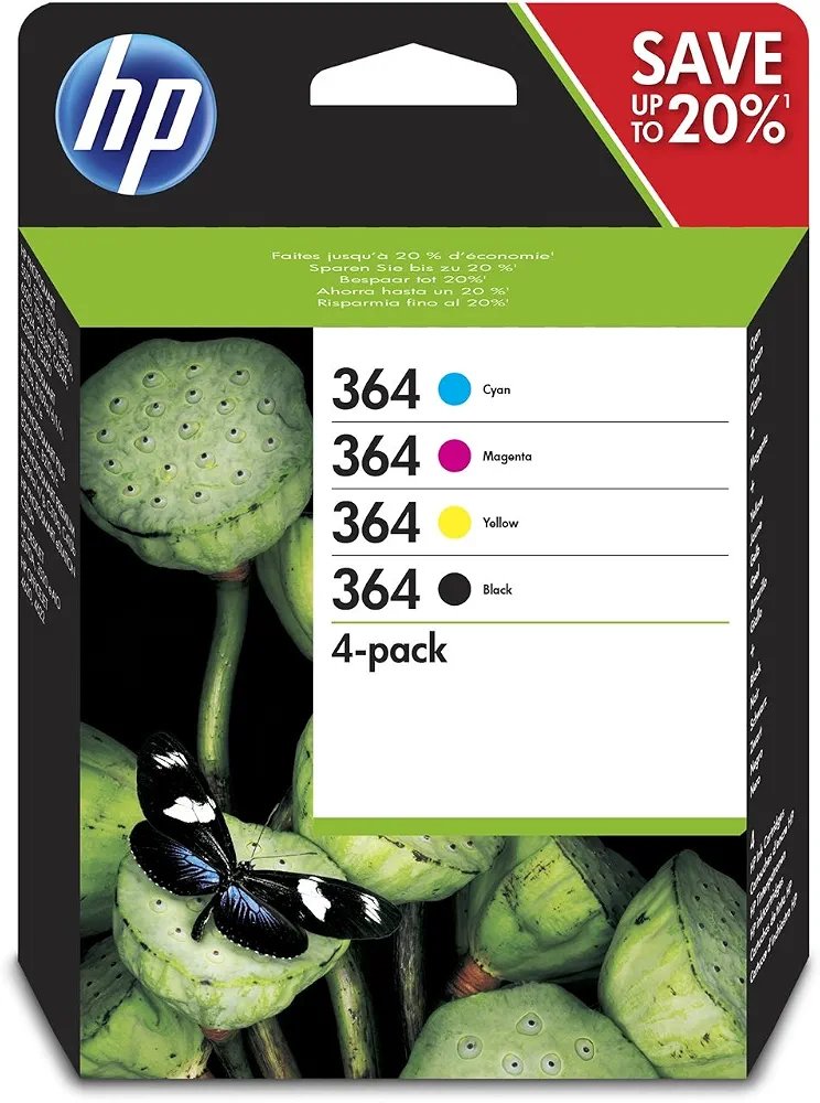 HP 364 - Paquete de 4 Cartuchos de Tinta Original