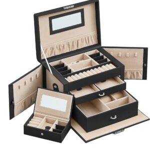 SONGMICS JBC121B Caja Joyero de 3 Niveles