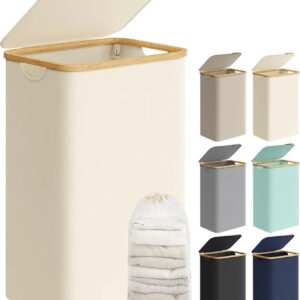 SONGMICS LCB509W01 Cesto de ropa sucia de 90 litros con tapa