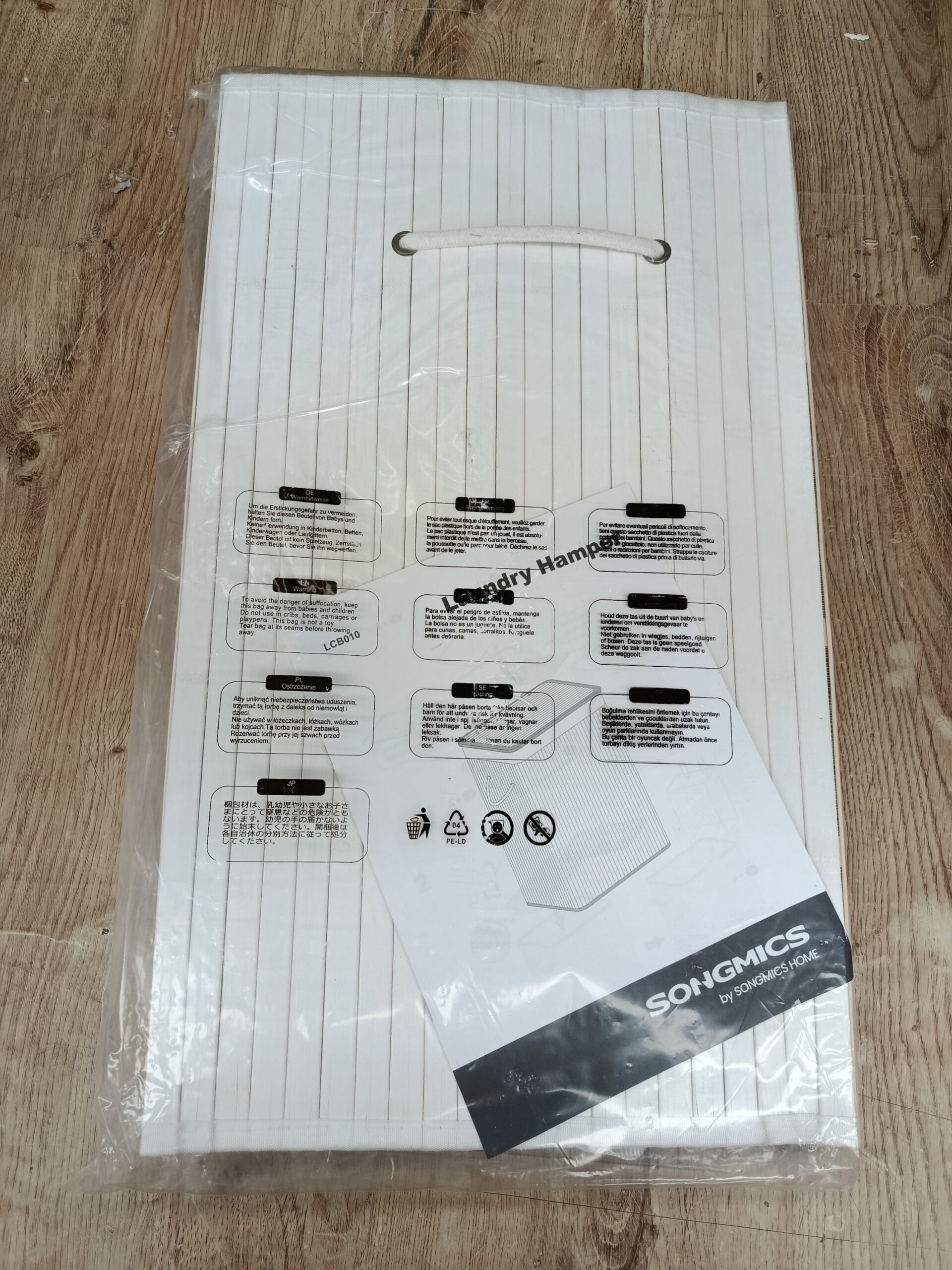 SONGMICS LCB010W01V1 Cesto de ropa de bambú 72L plegable - Imagen 3
