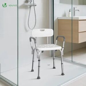 VOUNOT® Silla de Ducha con Respaldo y Reposabrazos