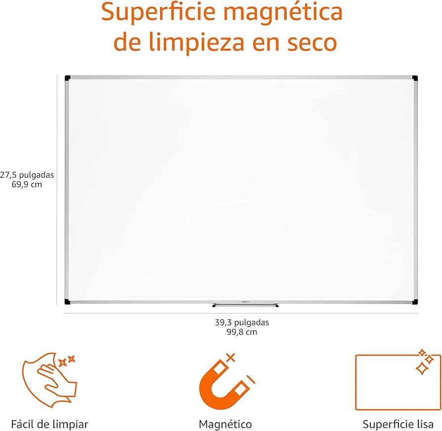 Amazon Basics Pizarra Blanca Magnética con Marco de Aluminio - Imagen 2