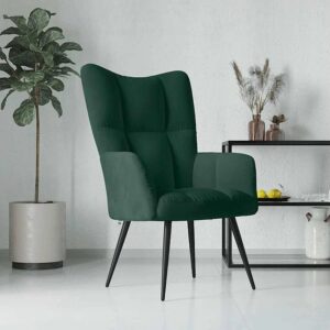 Sillón de relax de terciopelo verde oscuro - VidaXL