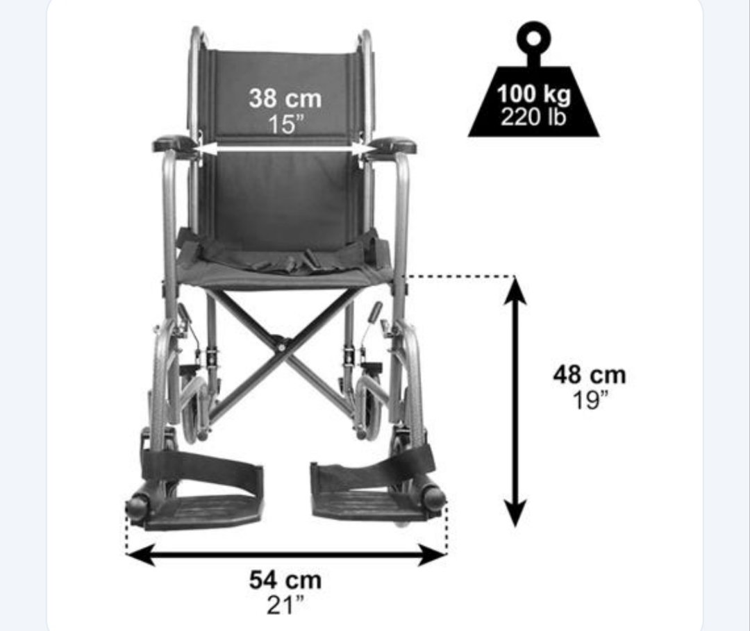 Silla de ruedas estrecha. Asiento 38 cm - Imagen 2