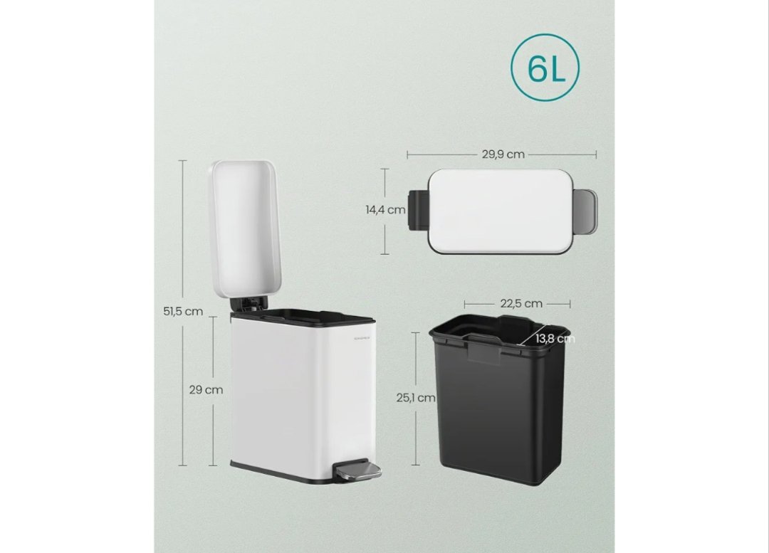 SONGMICS Cubo de baño LTB560W05 - Imagen 2