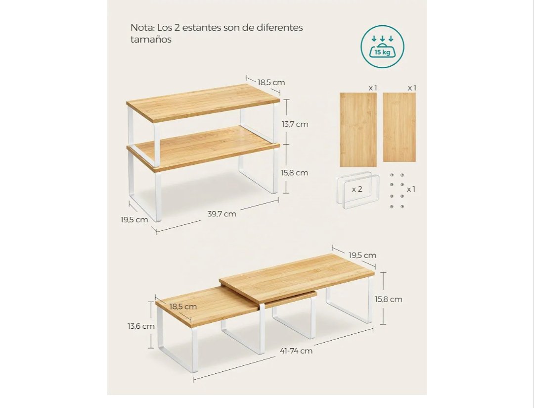 SONGMICS Juego de 4 Organizadores KCS210W01 - Imagen 2