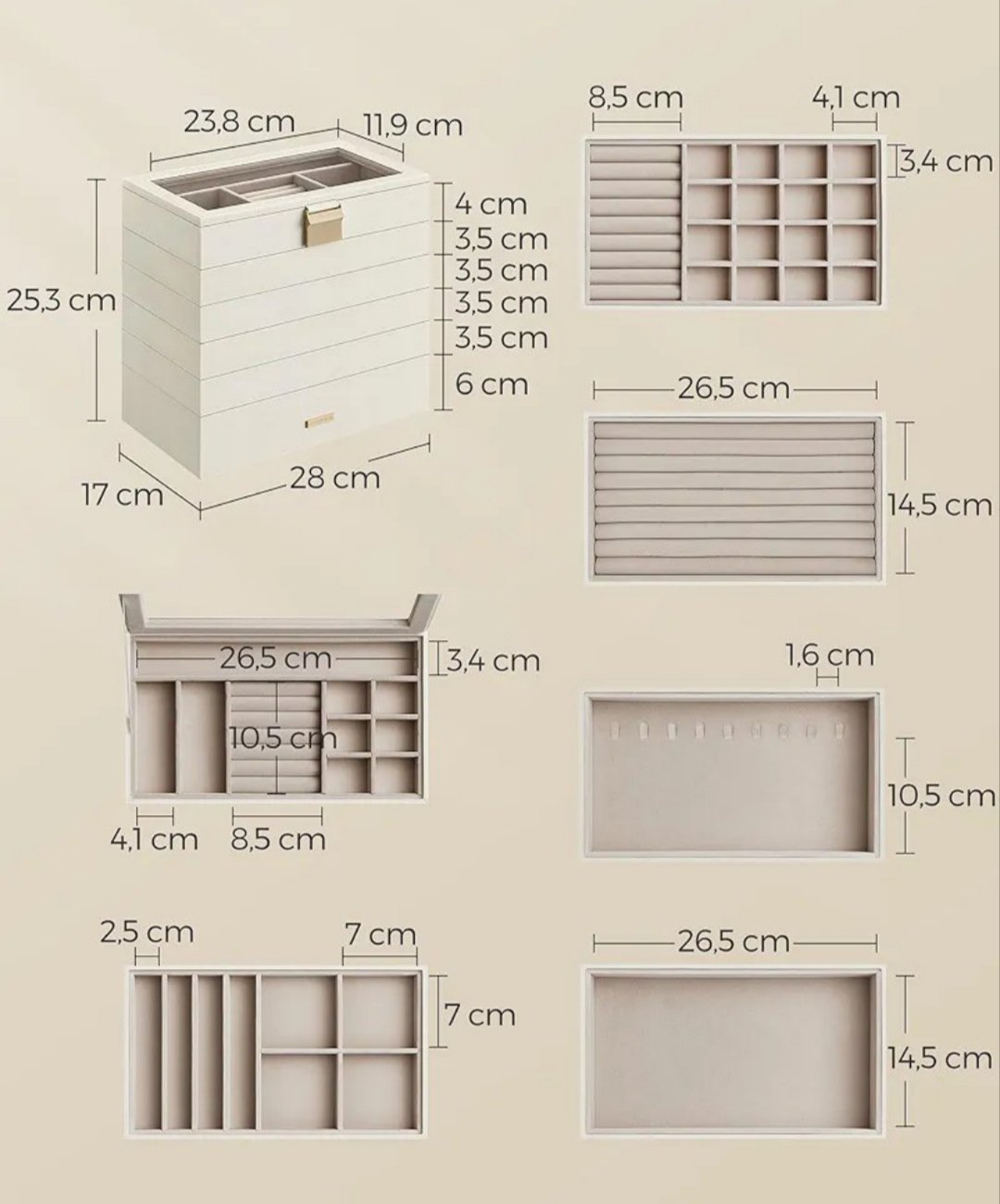 Caja Joyero Apilable - JBC195W01 - SONGMICS - Imagen 2