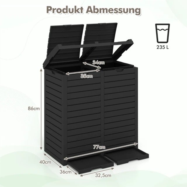 CUBO DE BASURA DOBLE EXTERIOR COSTWAY GT4088BK - Imagen 2