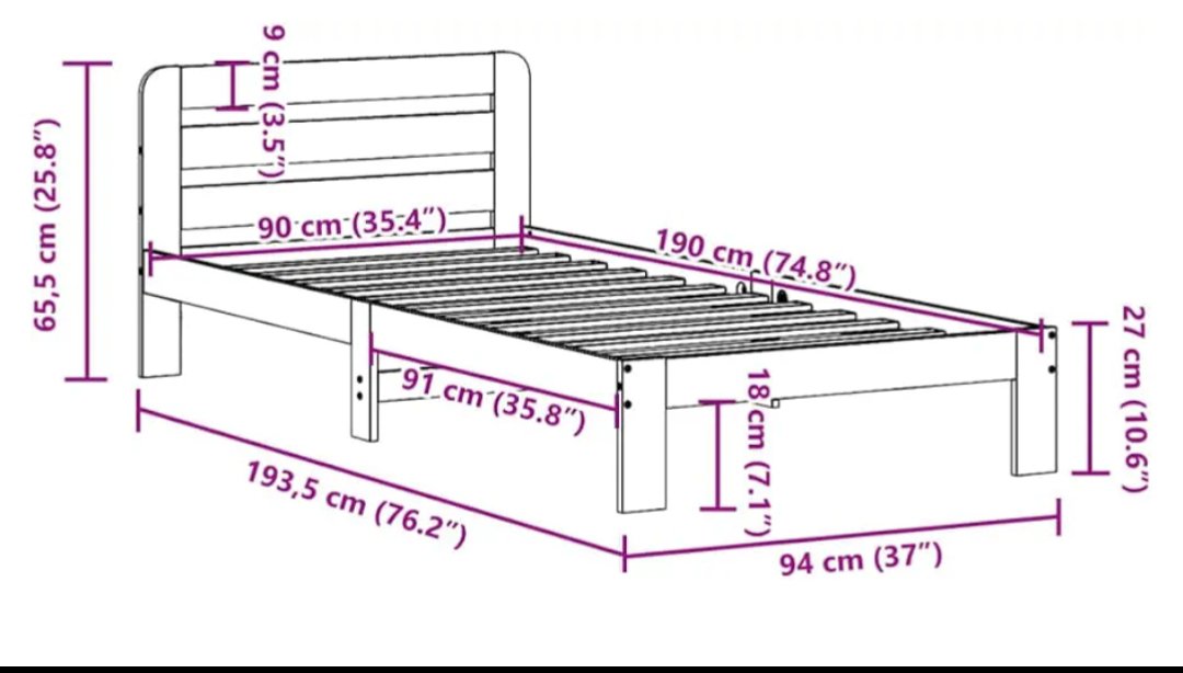 SOMIER CON CABECERO VIDAXL 90 X 190. - Imagen 2