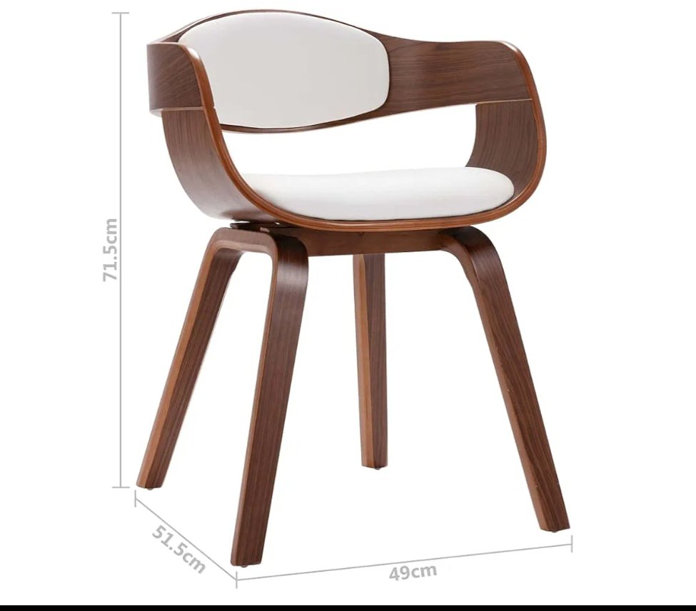 SILLA DE MADERA Y PIEL SINTETICA COLOR CREMA - Imagen 2
