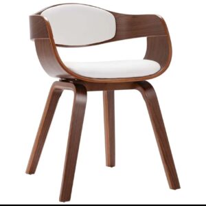 SILLA DE MADERA Y PIEL SINTETICA COLOR CREMA