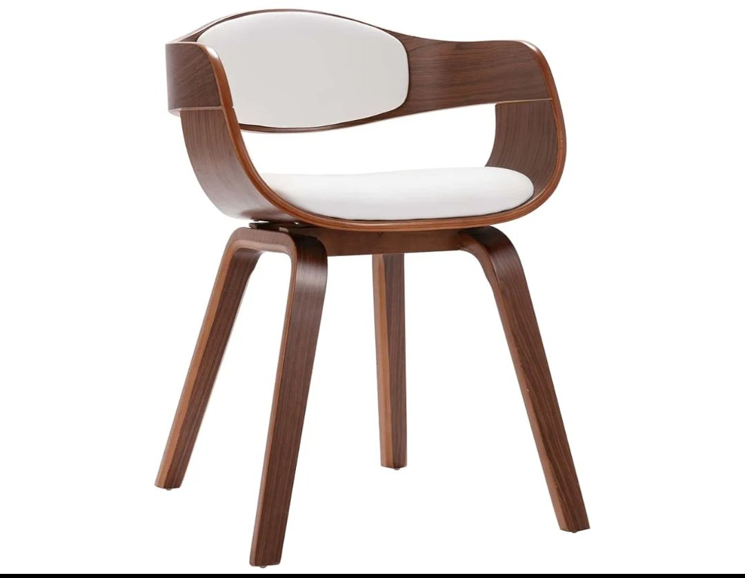 SILLA DE MADERA Y PIEL SINTETICA COLOR CREMA