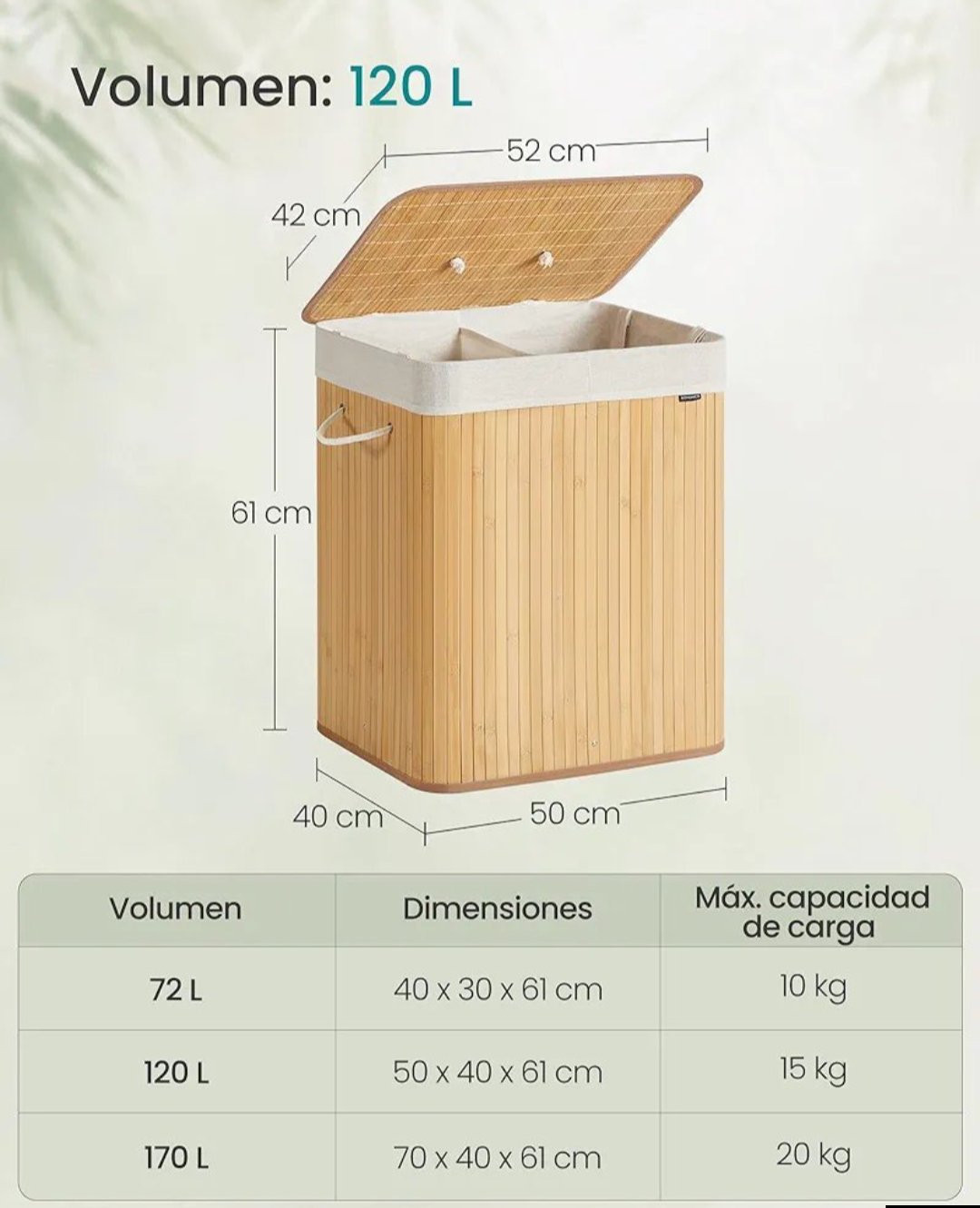 CESTO PARA ROPA 120L SONGMICS LCB014Y01 - Imagen 2
