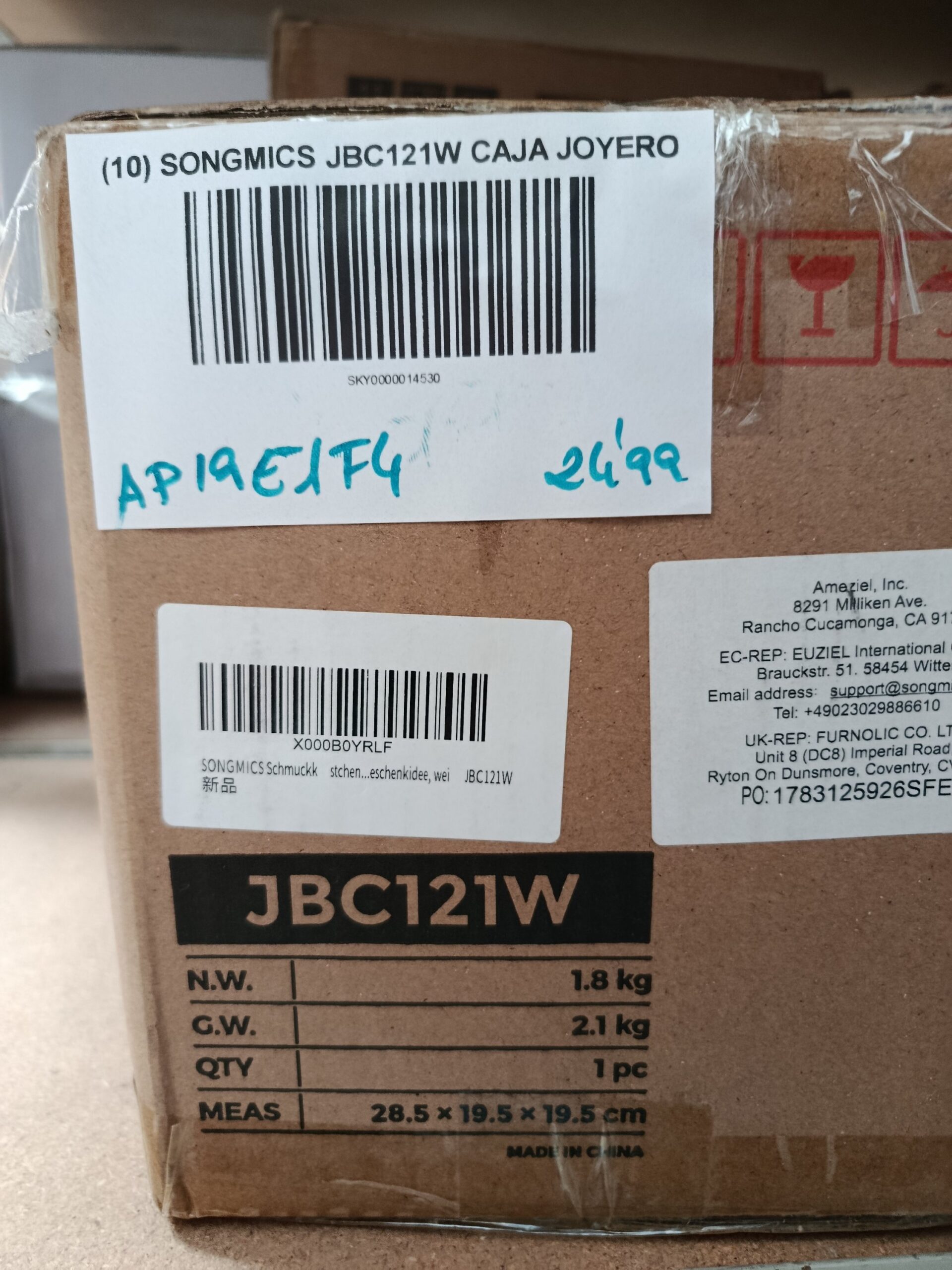 Caja Joyero de 3 Niveles - JBC121W - SONGMICS - Imagen 11