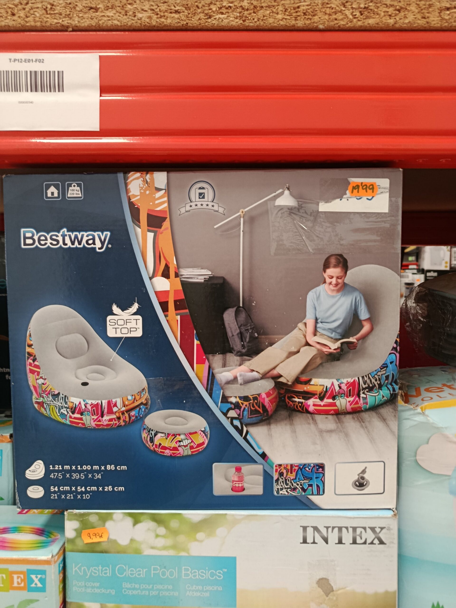 Bestway-sofá cama inflable con Graffiti 75076, sillón reclinable moderno con taburete de pie - Imagen 7