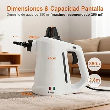 Ibergrif Limpiador de vapor portátil 1050W - Imagen 2