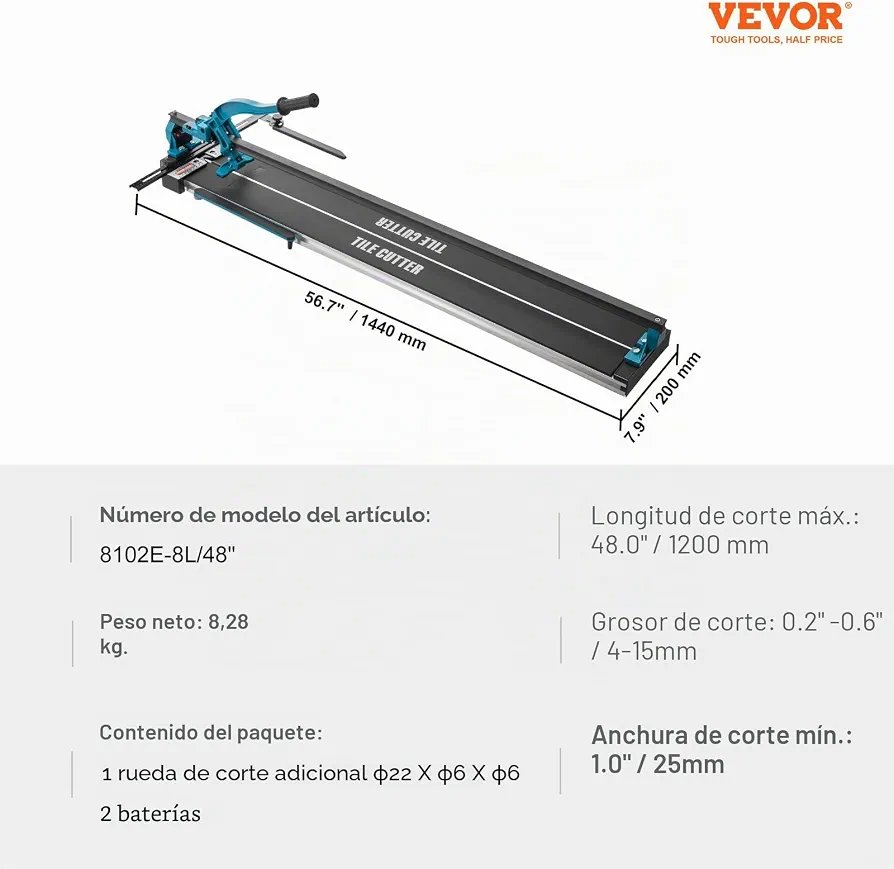 VEVOR Cortadora de Azulejos Manual 1200 mm - Imagen 2