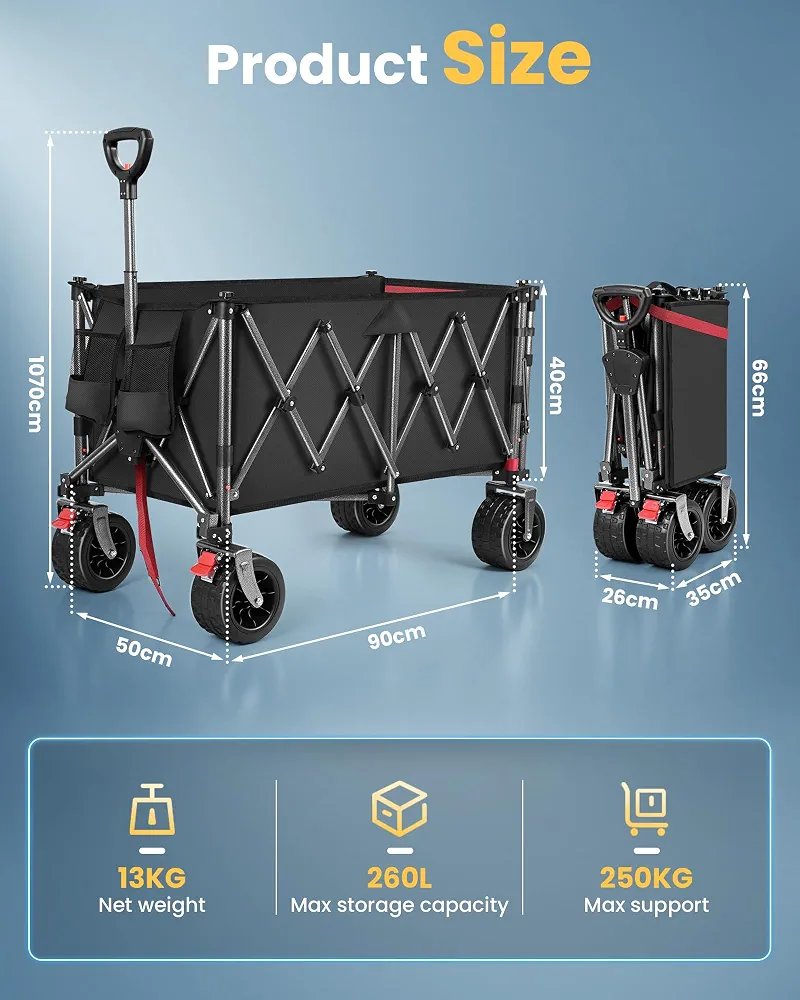 YEAUPE PRO Carro Playa Plegable con Freno - Imagen 2