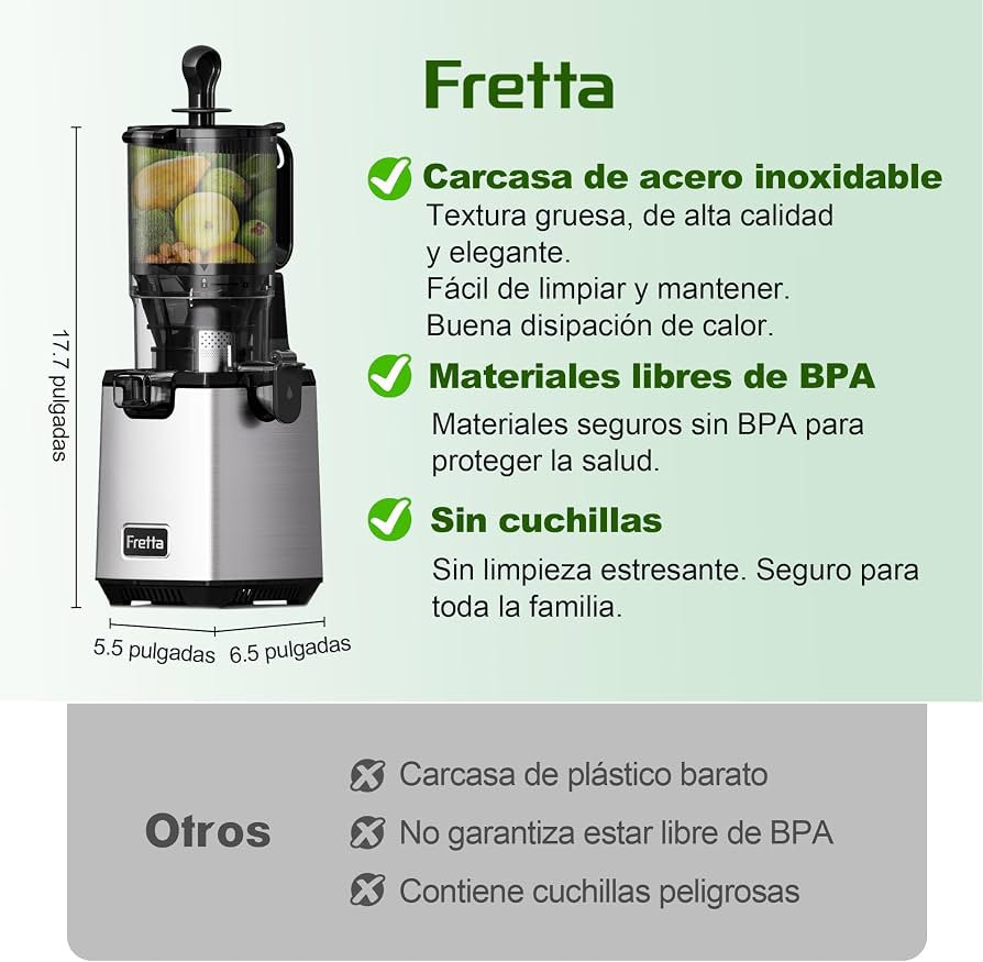 Batidora Fretta Cold Pressed de boca ancha - Imagen 2